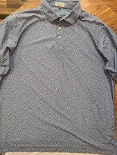 Peter Millar Men's Golf Polo Shirt XXL Summer Comfort Blue Cotton Blend Stretch