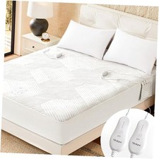 Electric Heated Mattress Pad Size Dual Control Bed Warmer, Deep Queen Gray
