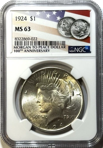 1924 Peace Silver Dollar $1 | NGC MS63 | Choice Uncirculated | Classic Silver