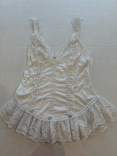 Tosca White Lace Vintage Camisole with White Trim Regular Size M Style 9408