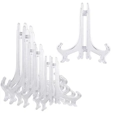 6Pcs Plastic Easel Plate Display Stands, 4/6/8 Inches Acrylic Clear