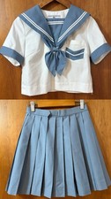 TSUKINO Sailor School Uniform Costume Set Blue/White Pleated Skirt Size M