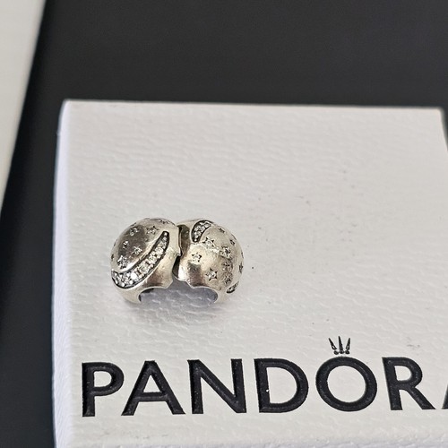 Pandora Twinkling Night Moon and Stars CZ Silver Clip Charm 791386 Free Post - Picture 12 of 16