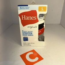 Hanes Originals Boys Tagless Stretch Boxer Briefs 5-Pack Size L 12-14 NEW