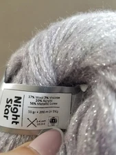 2 Balls of ICE YARNS Night Star Silver Gray 67953 Metallic Blend 50g/200m Each 