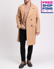 RRP€2000 MR P. Wool Flannel Coat Size L Brown Lined Made in Italy