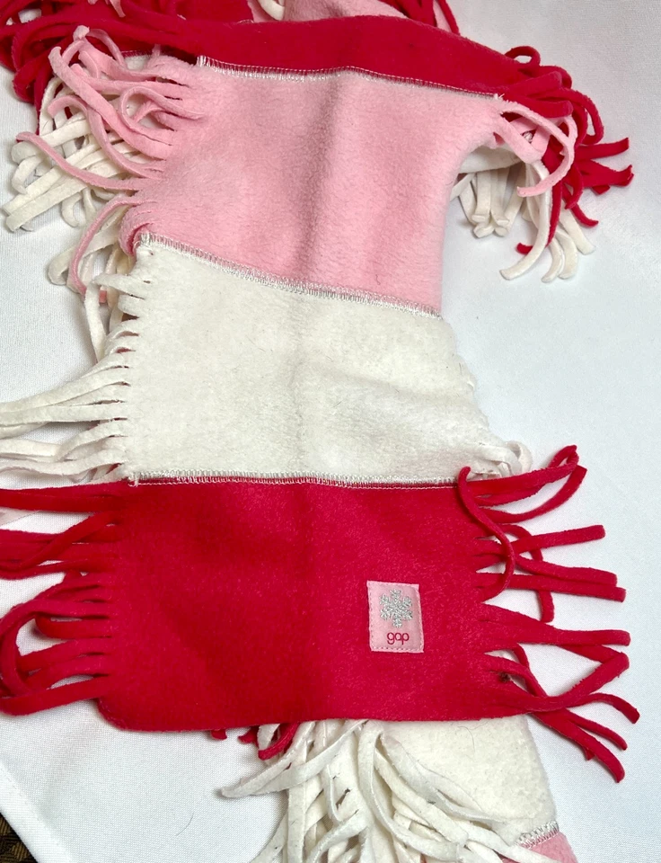 Bufanda con flecos de lana Gap 60"x "6 rosa rojo blanco invierno clima frío calentador de cuello Foto 3 de 4