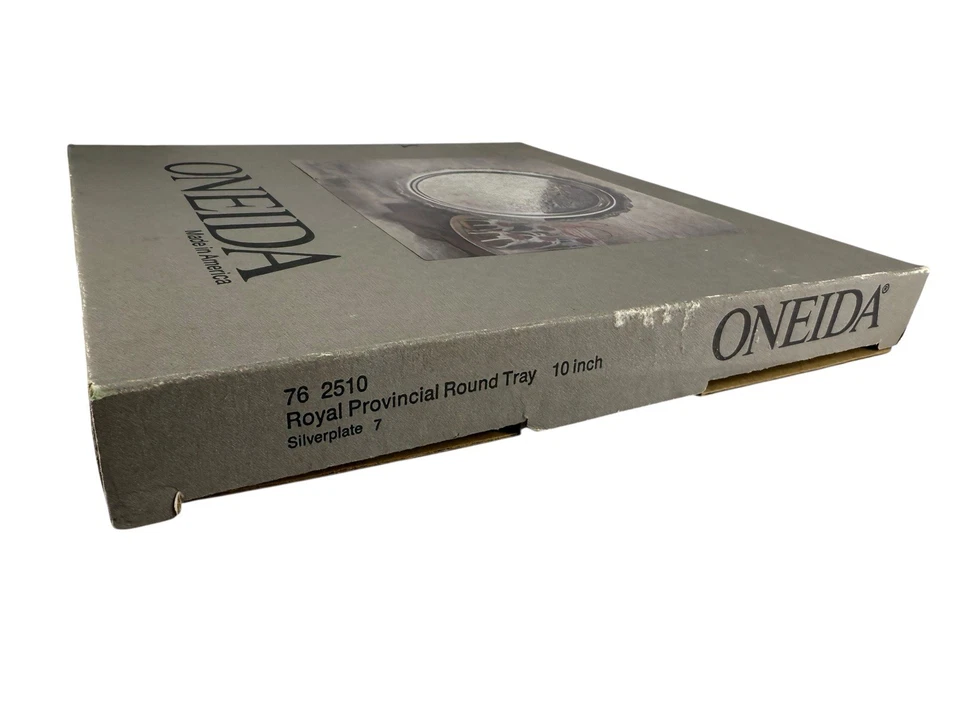 Новая оригинальная коробка - винтажное круглое блюдо Oneida Royal Provincial посеребренное 10 дюймов - Изображение 3 из 4