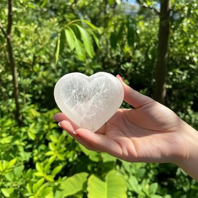Small Selenite Heart Bowl   Natural White Crystal Dish from morocco