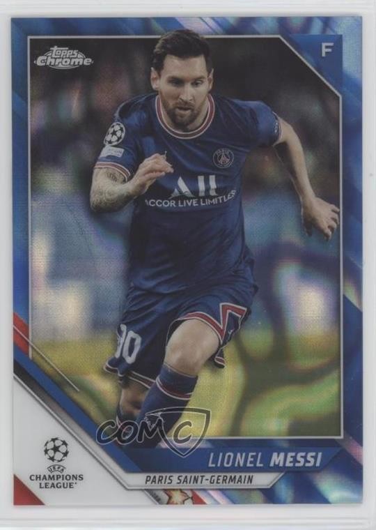 2021-22 Topps Chrome UCL Blue Lava Refractor Lionel Messi #100 1a1r