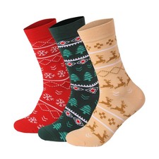 3 Pairs Womens MulticolorChristmas Patterm Warm Thick Winter Crew Socks