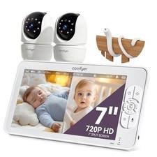 7" Split-Screen Baby Monitor with 2 1080P Cameras, 720P HD No WiFi Monitor