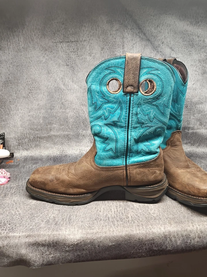Durango Women’s 10M Brown & Turquoise Lady Rebel Western Cowgirl Boots #DWRD022 - Image 3 of 4