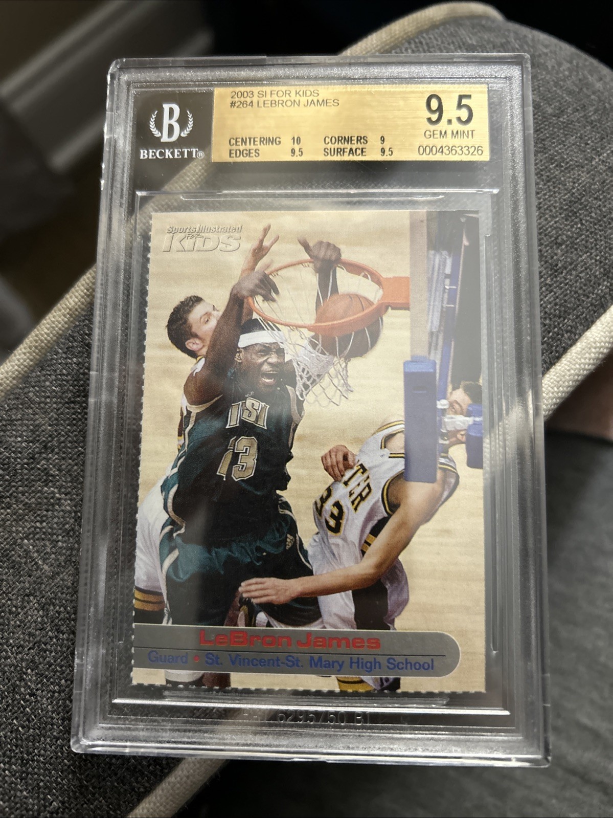 LEBRON JAMES RC 2003 Sports Illustrated SI FOR Kids Rookie #264 BGS 9.5 Gem Mint