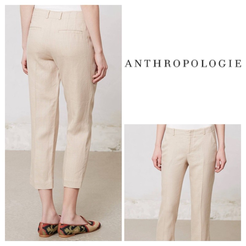 Make An  Offer! Elevenses (Anthropologie) Linen Blend Cropped Pants Size 4