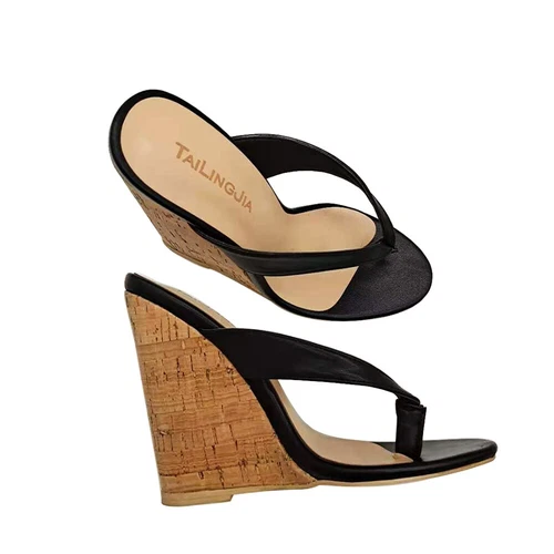 Roman Women Slip Sandals Wedges Flip Flop Pumps Open Toe High Heels Ladies Shoes - Picture 5 of 17