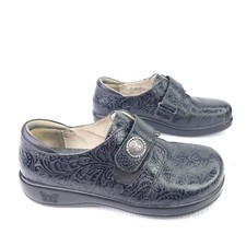Alegria Joleen Loafers Floral Print Black Tooled Leather JOL-429 Size 38 US 7