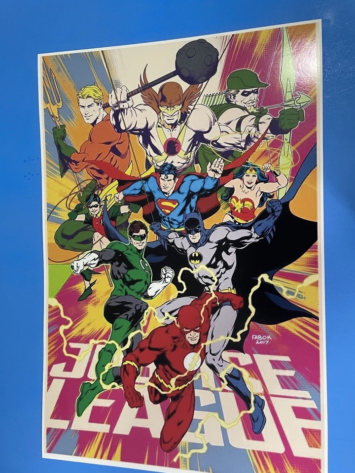 PÓSTER DC COMICS LIGA DE LA JUSTICIA DE AMÉRICA NUEVO (FLASH HAWKMAN MUJER MARAVILLA). Foto 3 de 4