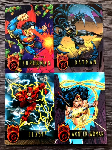 1995 DC COMICS FIREPOWER OUTBURST PROMOTION TRADING CARDS - UNCUT SET OF 4 CARDS - Picture 1 of 2