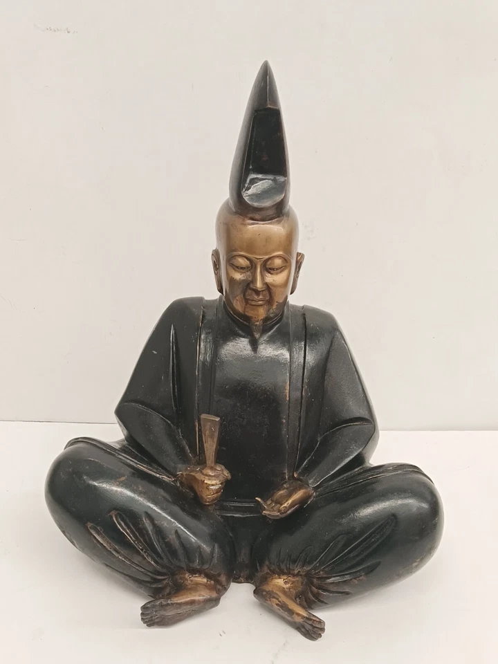 Antiguo Buda japonés de bronce lacado, 13" Foto 3 de 4