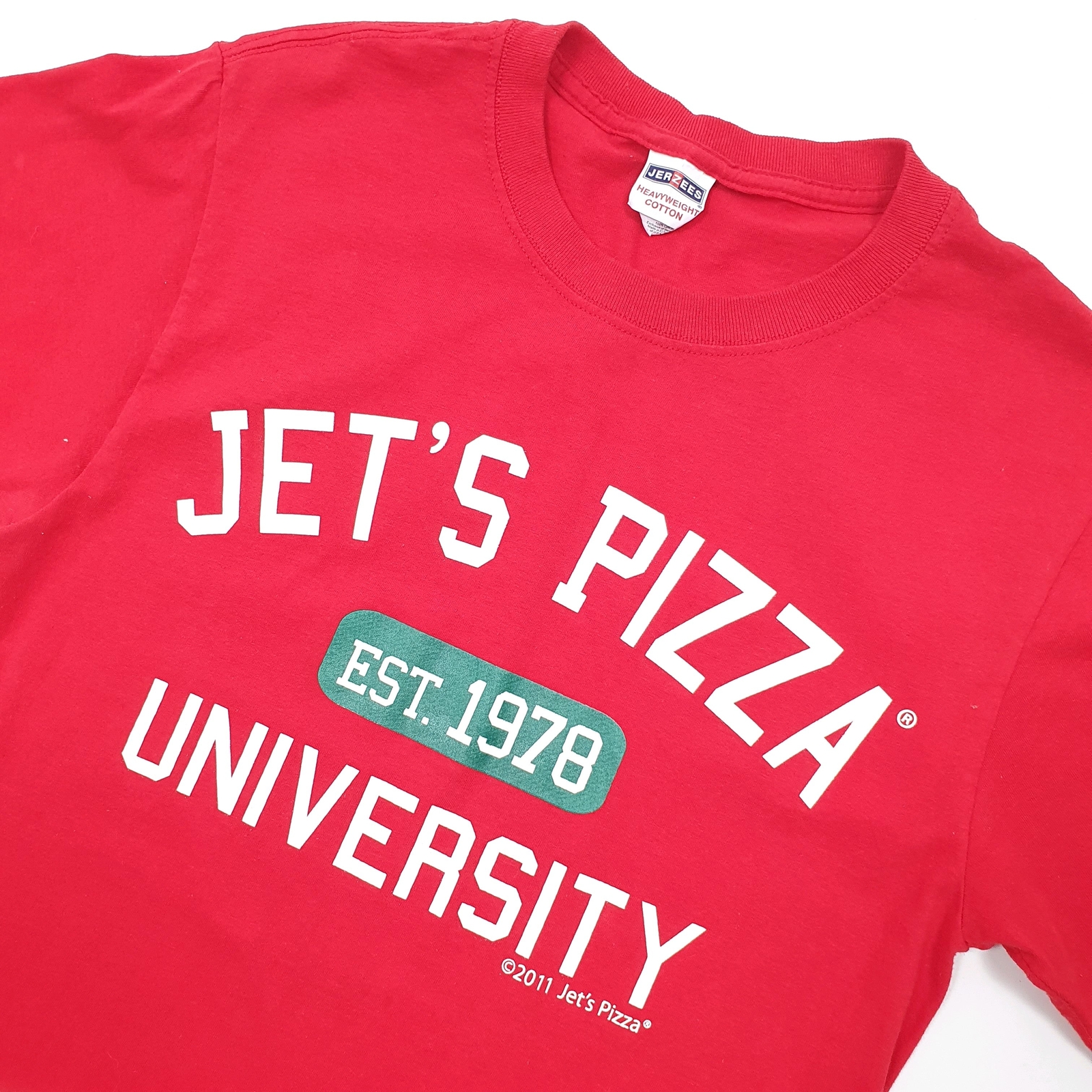 JERZEES Red T Shirt Tee USA Jets Pizza Short Sleeve Mens S image 3