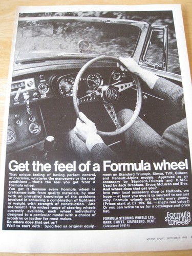 CRAFTSMAN FORMULA LENKRÄDER AUTO 1968 WERBEBILD CA. A4 GRÖßE DATEI H