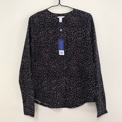 Popsugar Sprinkle Dots Print Tee Black Size S NWT