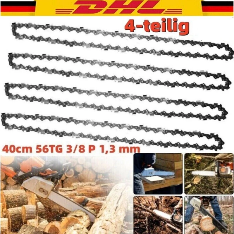 4X Sägekette 40cm 56TG 3/8 P 1,3 mm für Bosch Makita Aldi Stihl Dolmar DHL - Bild 4 von 4