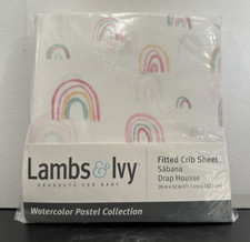 Lambs  Ivy Watercolor Pastel Rainbow 100 Cotton Baby Fitted Crib Sheet