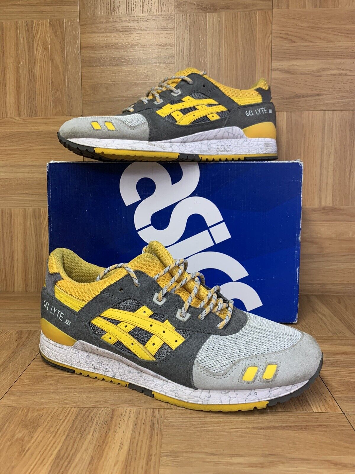 RARE🔥 ASICS Gel III Yellow Mid Grey Sz 10.5 Sneakers Lace-Up Mens Trainers |