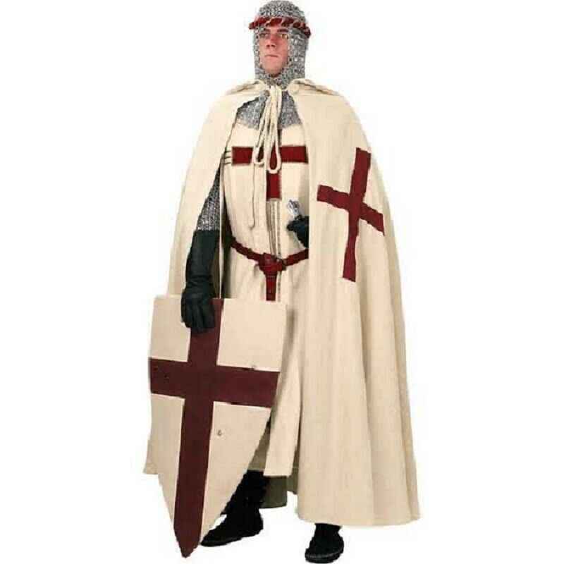 Traje de cruzado Ropa medieval Túnica y capa para hombre Sobretodo Capa...