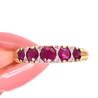 Ruby and Diamond Right-Hand Ring in 14k Yellow Gold