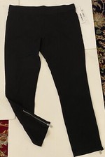 Woman's DKNYC Black Leggings Ankle length Ankle Zippers Size L / NWT