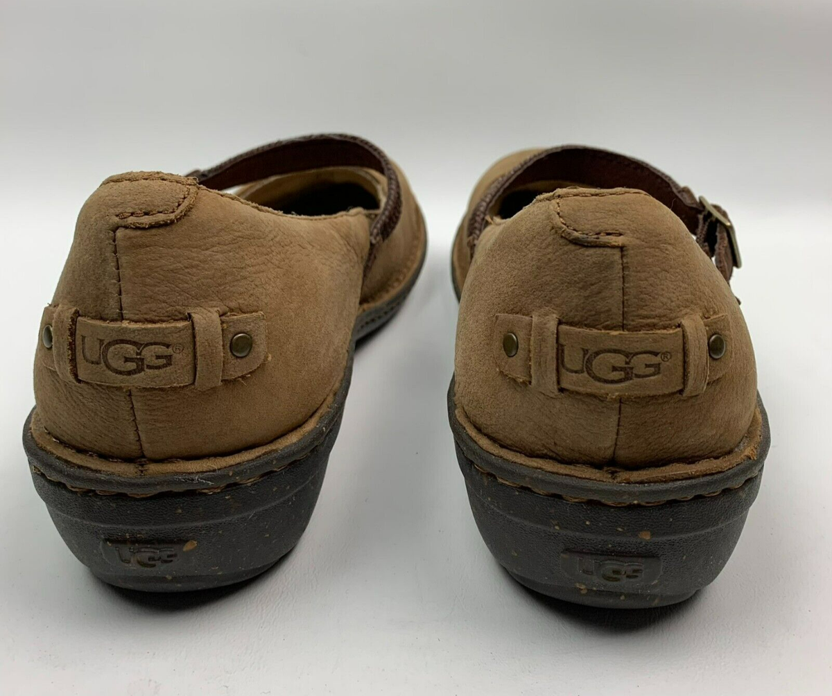 UGG Australia Kandace Mary Jane Brown Leather Nubuck Suede Wool