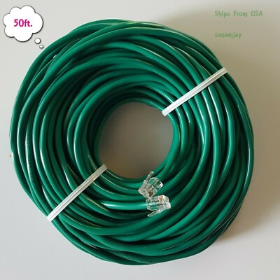 50ft. RJ11 RJ12 CAT5e Green DSL Telephone Data Cable For Centurylink, AT&T, etc