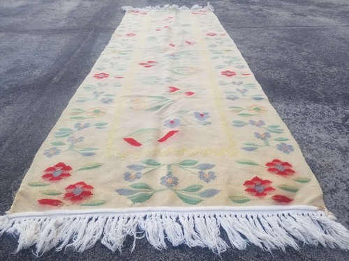 Fine Vintage Traditional Hand Made Oriental Wool Kilim Runner 213x71cm