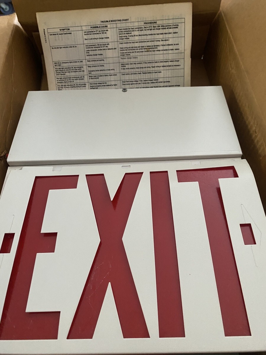 *⑅୨୧ rtsegy ୨୧⑅* 1980's Pair Dual Lite Exit Red Letter Sign USA 6 Volt New In Box