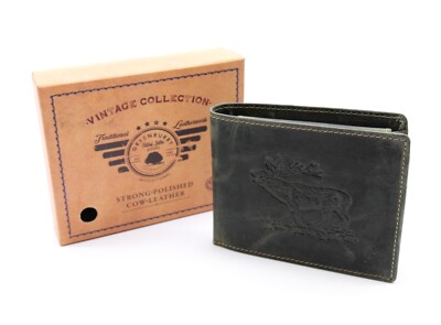 Greenburry Leather Wallet Olive Vintage Animal Collection Deer 1705-day-30
