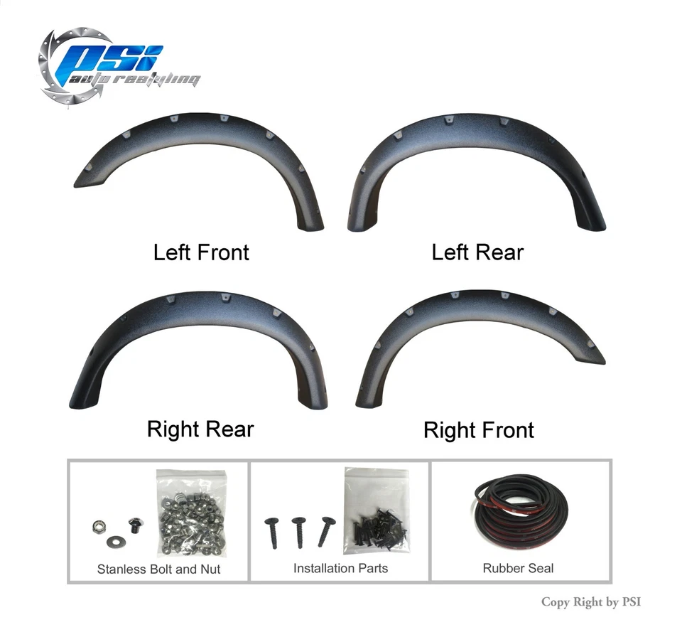 Black Textured Pocket Bolt Fender Flares 92-96 Ford F-150 F-250 F-350 Bronco Foto 2 de 3