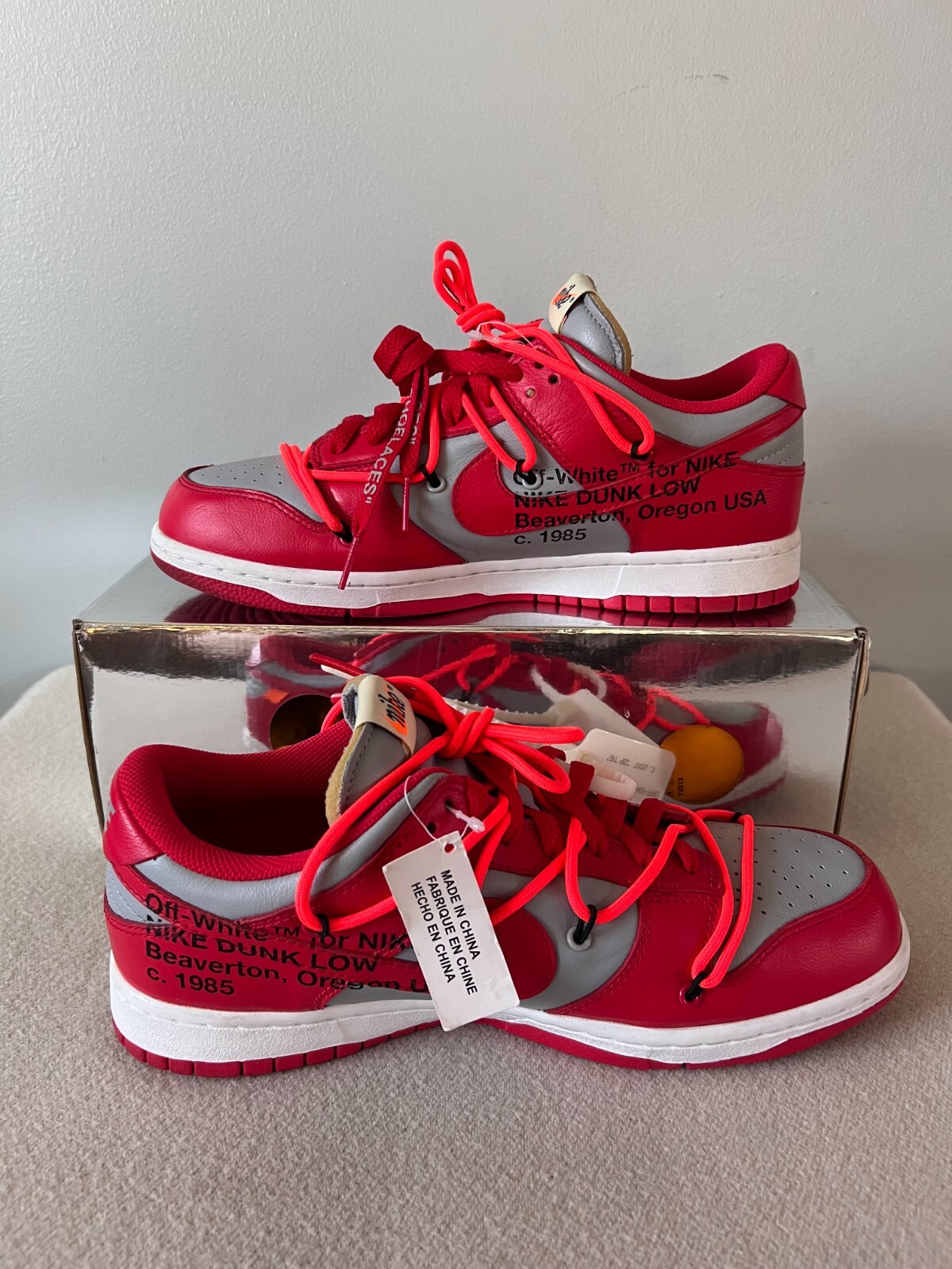 OFF WHITE X NIKE Off White x Nike Dunk Low taglia 8 5 rosso università CT0856 600
