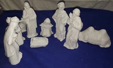 9 Piece Ceramic NATIVITY Scene Figurines BABY JESUS, Wisemen, Mary, Joseph++