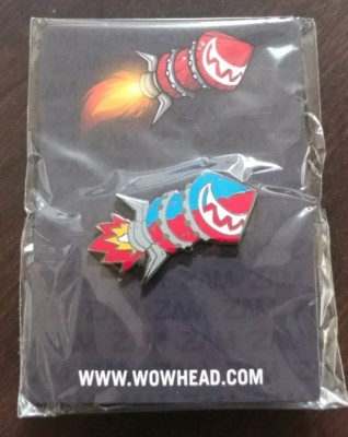 Blizzcon 2018 Wowhead Party Pin red / blue rocket Blizzard World Warcraft WoW