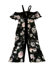 Ginger& Smart Sz 8 Black Floral Strappy Silk Blend Off The Shoulder Midi Dress