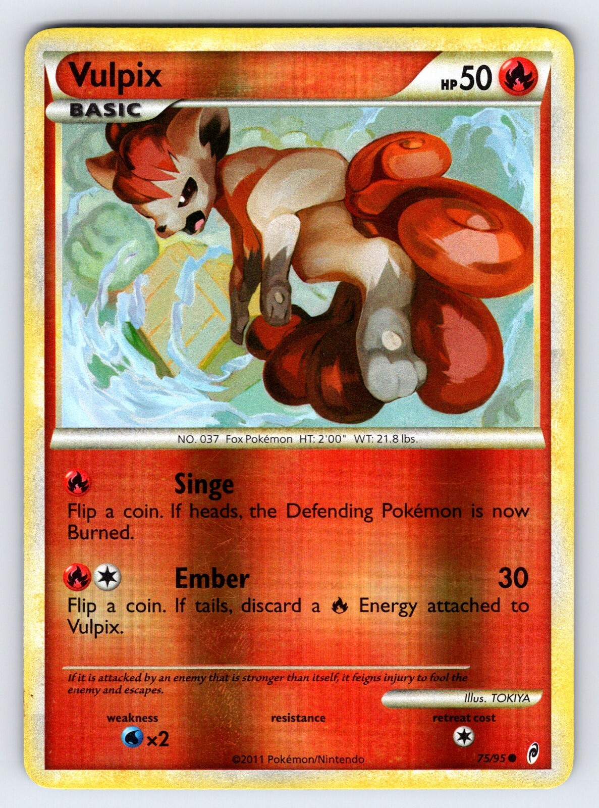 Vulpix 75/95 2011 Call of Legends Pokemon Card TCG Nintendo Reverse Holo Lp/Vlp