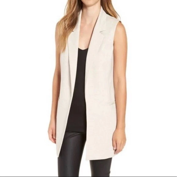 Cream sleeveless blazer sale