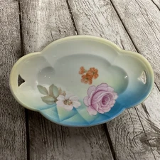 Vintage RS Germany Hand-Painted Porcelain Bowl Rose Floral Gold Trim 10.25" x 7"