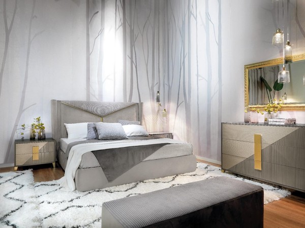 Schlafzimmer Bett 2X Nachttisch Betten 3Tlg. Set Polster Italienische MöBel Neu-image