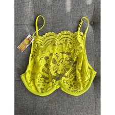 Escante Collection Neon Yellow Lace Bralette Top XL/XG Lingerie