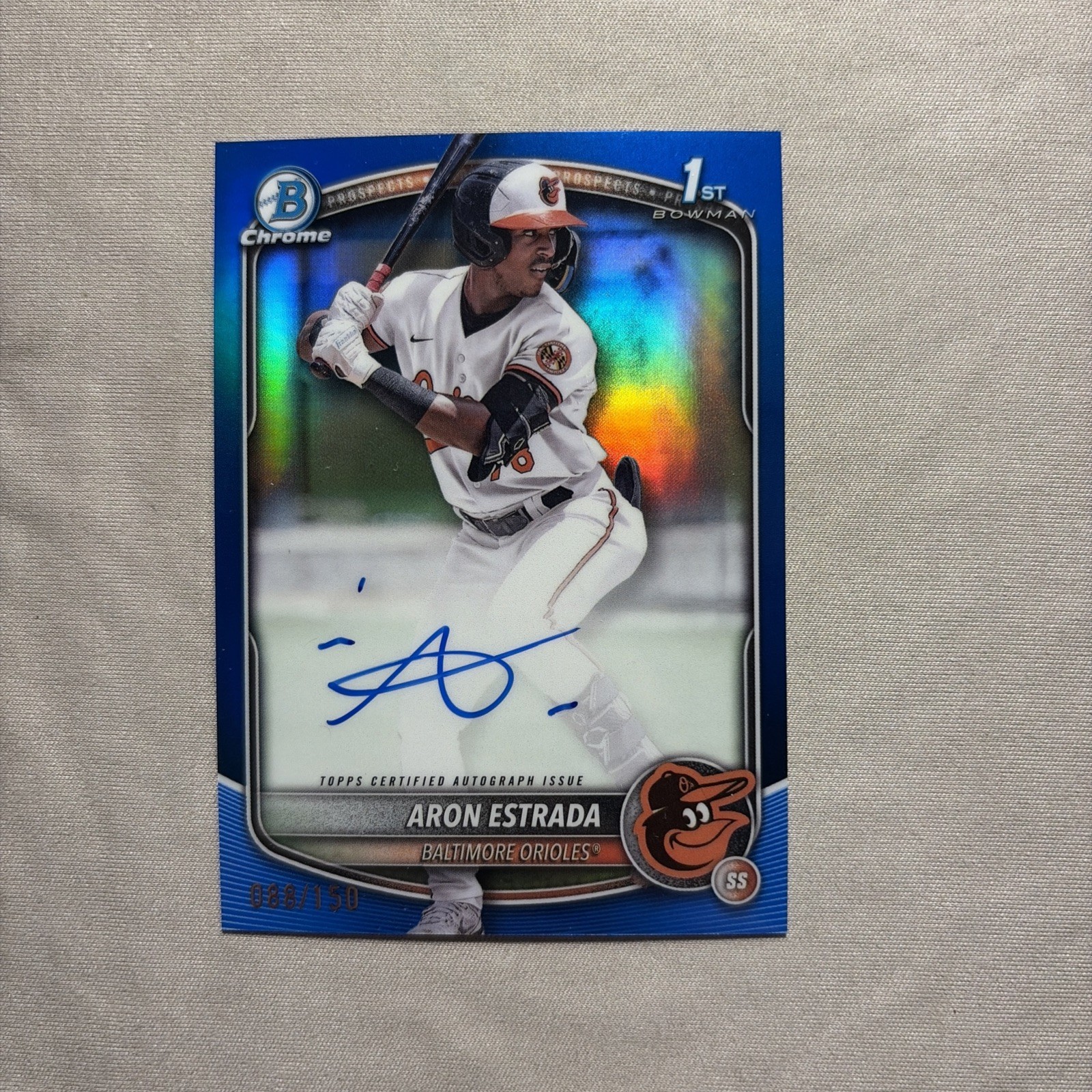2025 Bowman Chrome Aron Estrada CPA-AES True Blue Refractor 1st Bowman Auto /150