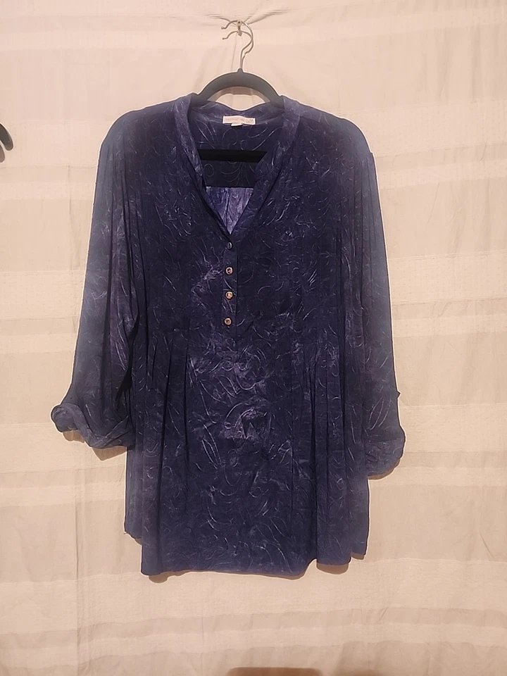 Weatport 1952 3x Rn#125947 azul con botones a presión mangas enrollables Foto 3 de 4